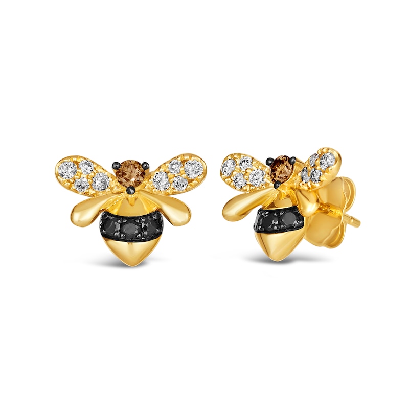 Le Vian® 0.43 CT. T.W. Tri-Colour Diamond Bee Stud Earrings in 14K Honey Gold™|Peoples Jewellers