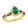 Thumbnail Image 0 of Le Vian® Pear-Shaped Costa Smeralda Emerald™ and 0.36 CT. T.W. Diamond Frame Twist Shank Ring in 14K Honey Gold™