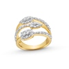 0.95 CT. T.W. Multi-Diamond Multi-Shape Triple Row Ring in Sterling Silver with 14K Gold Plate