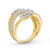 Thumbnail Image 2 of 0.95 CT. T.W. Multi-Diamond Multi-Shape Triple Row Ring in Sterling Silver with 14K Gold Plate