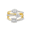 Thumbnail Image 3 of 0.95 CT. T.W. Multi-Diamond Multi-Shape Triple Row Ring in Sterling Silver with 14K Gold Plate