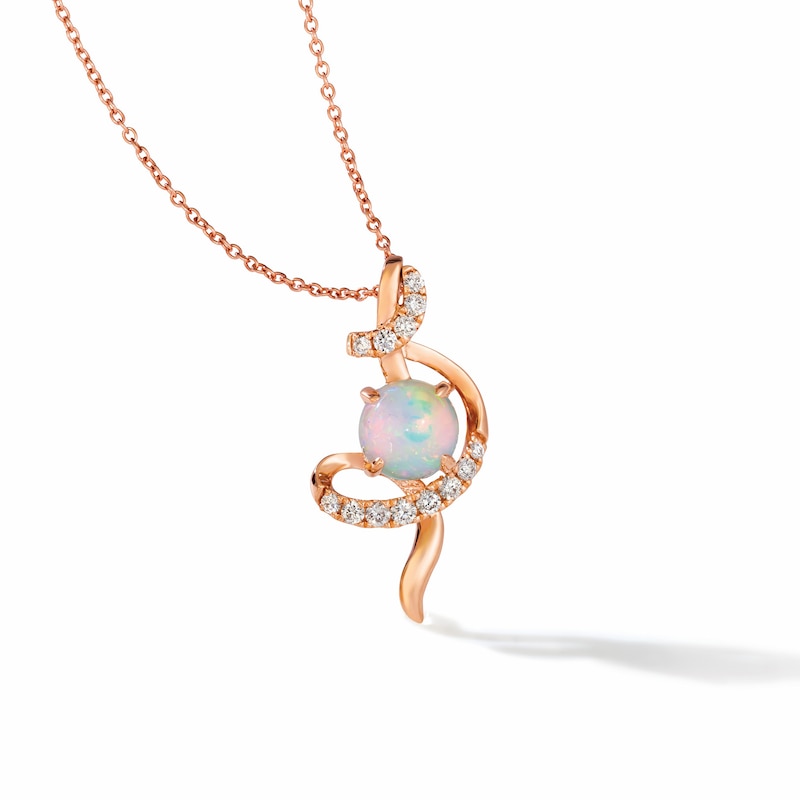 Le Vian® Neopolitan Opal™ and 0.21 CT. T.W. Vanilla Diamond® Swirl Pendant in 14K Strawberry Gold®|Peoples Jewellers