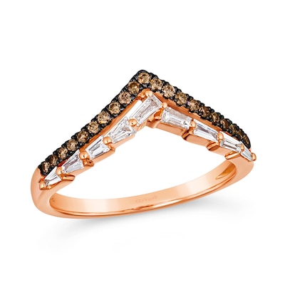 Le Vian® Chocolatier® 0.39 CT. T.W. Chocolate Diamond® and Vanilla Diamond® Double Chevron Ring in 14K Strawberry Gold®