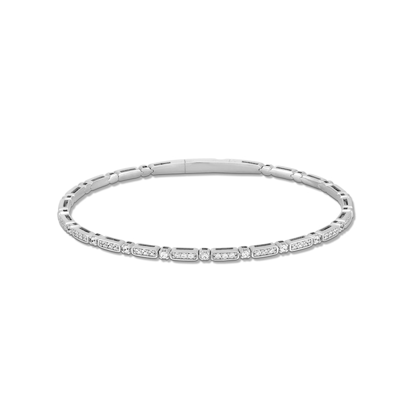 0.30 CT. T.W. Diamond Alternating Flexible Bangle in 10K White Gold - 6.75”|Peoples Jewellers