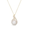 Thumbnail Image 1 of Le Vian® Cultured Freshwater Vanilla Pearl™ and 0.61 CT. T.W. Diamond Swirl Frame Pendant in 14K Honey Gold™