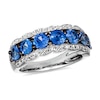 Thumbnail Image 0 of Le Vian® Blueberry Sapphire™ and 0.32 CT. T.W. Nude Diamond™ Scallop Edge Ring in 14K Vanilla Gold®