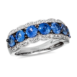 Le Vian® Blueberry Sapphire™ and 0.32 CT. T.W. Nude Diamond™ Scallop Edge Ring in 14K Vanilla Gold®
