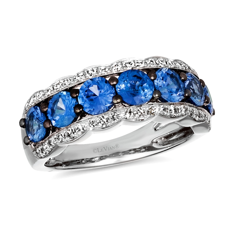 Le Vian® Blueberry Sapphire™ and 0.32 CT. T.W. Nude Diamond™ Scallop Edge Ring in 14K Vanilla Gold®|Peoples Jewellers