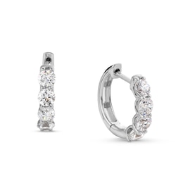 1.00 CT. T.W. Certified Lab-Created Diamond Four Stone Hoop Earrings in 10K White Gold (F/SI2)