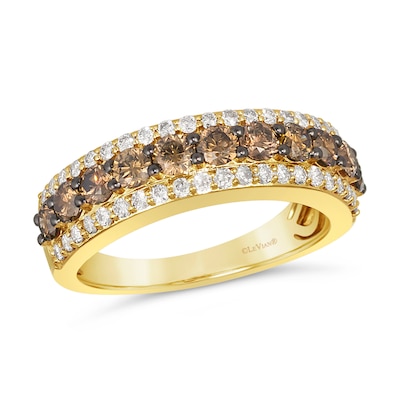 Le Vian® 1.33 CT. T.W. Chocolate Diamond® and Nude Diamond™ Multi-Row Ring in 14K Honey Gold™