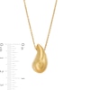 Thumbnail Image 2 of Italian Gold Teardrop Pendant in Sculpted Hollow 14K Gold - 17”