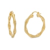 Thumbnail Image 0 of Italian Gold 38.0mm Bamboo-Pattern Hoop Earrings in Sculpted Hollow 14K Gold