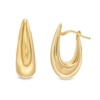 Thumbnail Image 0 of Italian Gold 26.0mm Chunky Oval Hoop Earrings in Sculpted Hollow 14K Gold