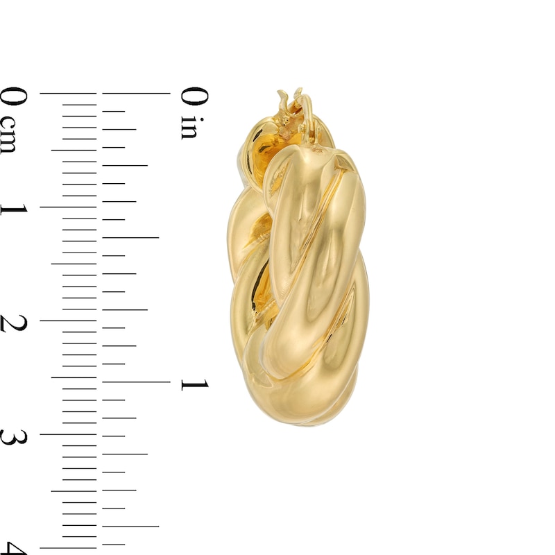 Italian Gold 20.4mm Diamond-Cut Twist Hoop Earrings in Sculpted Hollow 14K Gold|Peoples Jewellers