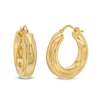 Thumbnail Image 0 of Italian Gold 14.0mm Round Twist Hoop Earrings in Sculpted Hollow 14K Gold