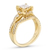 1.00 CT. T.W. Quad Princess-Cut Diamond Frame Multi-Row Twist Shank Engagement Ring in 14K Gold