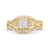 1.00 CT. T.W. Quad Princess-Cut Diamond Frame Multi-Row Twist Shank Engagement Ring in 14K Gold