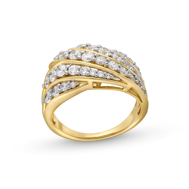 1.50 CT. T.W. Diamond Multi-Row Cascading Wave Ring in 10K Gold|Peoples Jewellers
