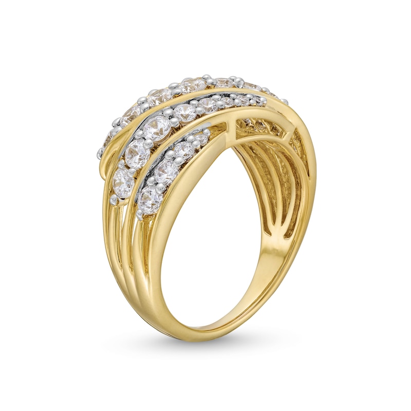 1.50 CT. T.W. Diamond Multi-Row Cascading Wave Ring in 10K Gold