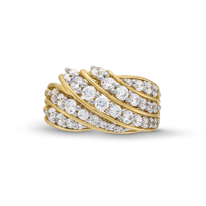1.50 CT. T.W. Diamond Multi-Row Cascading Wave Ring in 10K Gold