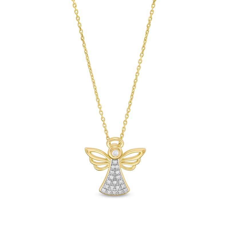 0.115 CT. T.W. Diamond Angel Pendant in Sterling Silver with 14K Gold Plate