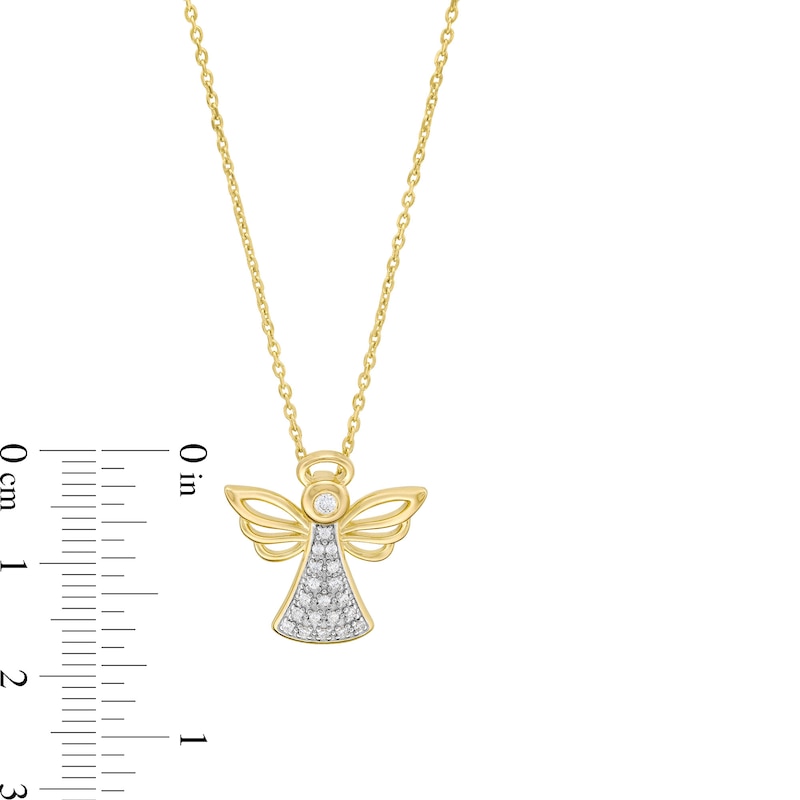 0.115 CT. T.W. Diamond Angel Pendant in Sterling Silver with 14K Gold Plate