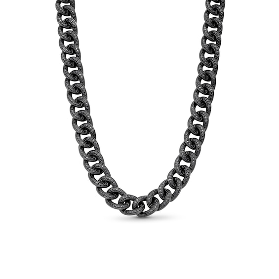 Vera Wang Men 4.45 CT. T.W. Black Diamond Curb Chain Necklace in Sterling Silver with Black Ruthenium - 20"