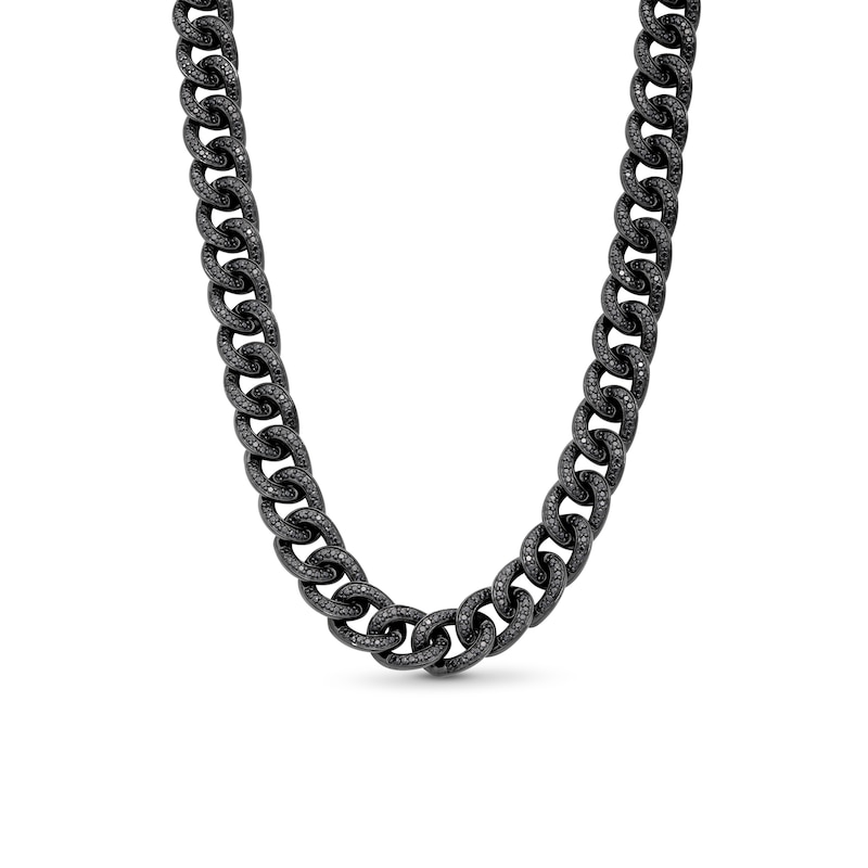 Vera Wang Men 4.45 CT. T.W. Black Diamond Curb Chain Necklace in Sterling Silver with Black Ruthenium - 20"|Peoples Jewellers