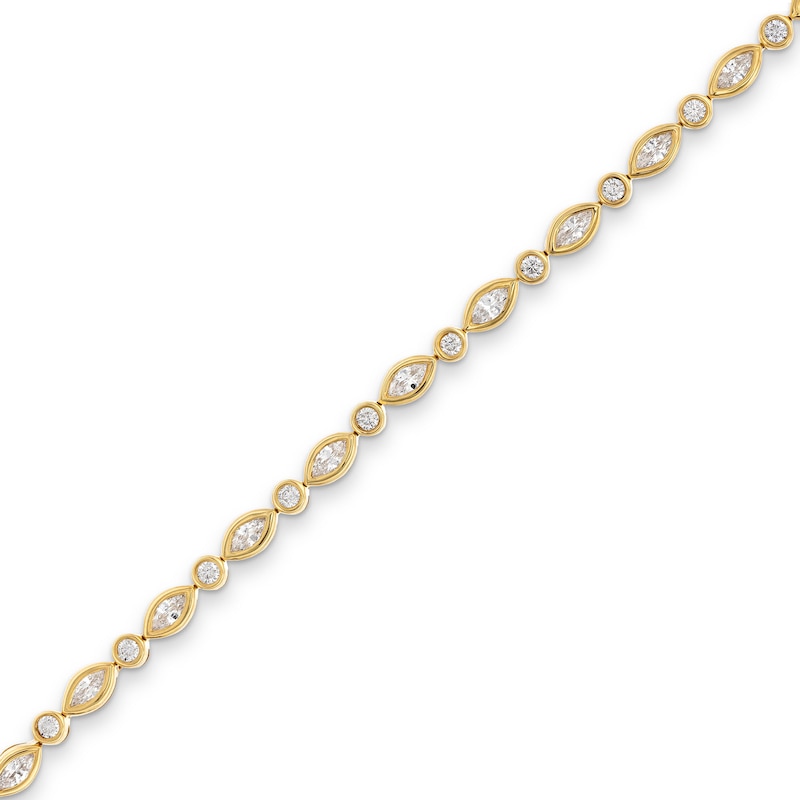 2.00 CT. T.W. Baguette and Round Certified Lab-Created Diamond Alternating Line Bracelet in 14K Gold (F/SI2)|Peoples Jewellers