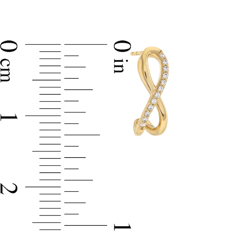 0.065 CT. T.W. Diamond Infinity Twist J-Hoop Earrings in 10K Gold|Peoples Jewellers