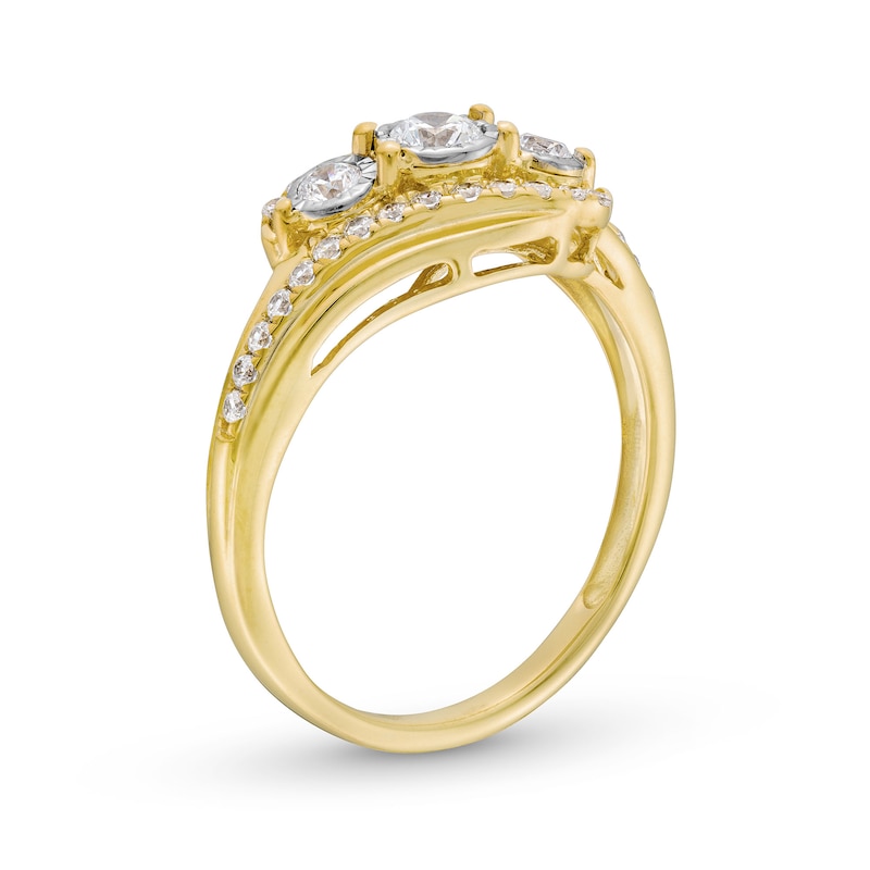 0.50 CT. T.W. Diamond Past Present Future® Miracle Bypass Shank Engagement Ring in 10K Gold|Peoples Jewellers