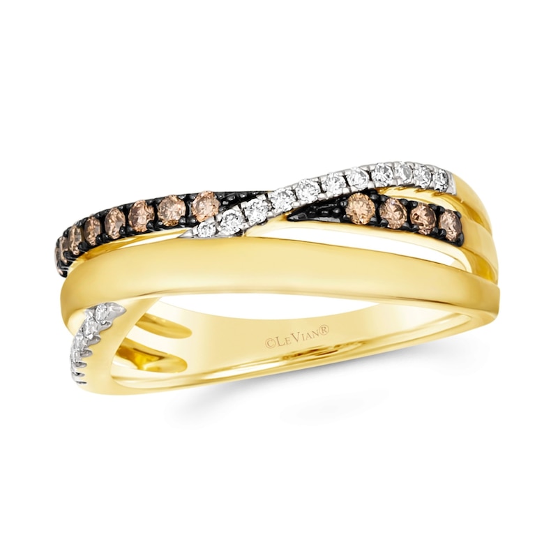 Le Vian® 0.28 CT. T.W. Chocolate Diamond® and Nude Diamond™ Crossover Ring in 14K Honey Gold™|Peoples Jewellers