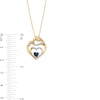 4.0mm Heart-Shaped Blue Sapphire and 0.085 CT. T.W. Diamond Motherly Love Heart Pendant in 10K Gold