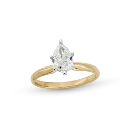 1.00 CT. Pear-Shaped Certified Diamond Solitaire Engagement Ring in 14K Gold (I/I1)