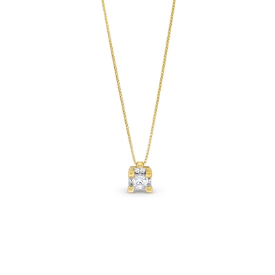 Canadian Certified Centre Diamond 0.50 CT. T.W. Square Block Pendant in 14K Gold (I/I2)