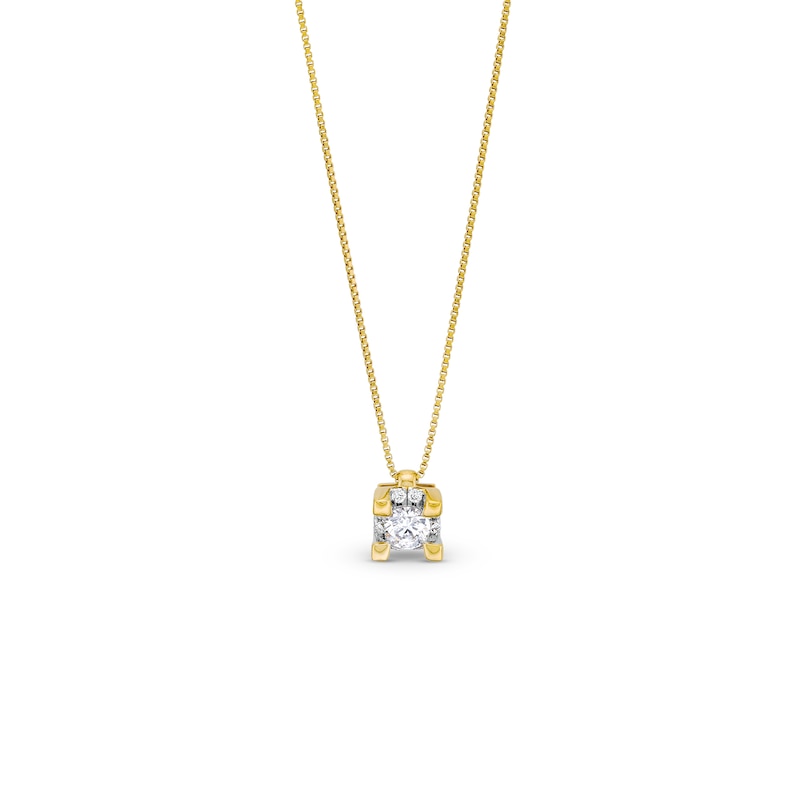 Canadian Certified Centre Diamond 0.50 CT. T.W. Square Block Pendant in 14K Gold (I/I2)|Peoples Jewellers