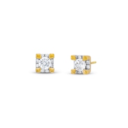 Canadian Certified Centre Diamond 1.00 CT. T.W. Square Block Stud Earrings in 14K Gold (I/I2)