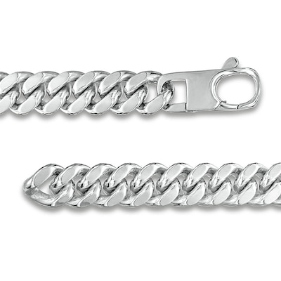 Previously Owned - Diamond-Cut 10.7mm Cuban Curb Chain Bracelet in Solid Sterling Silver  - 8.5"