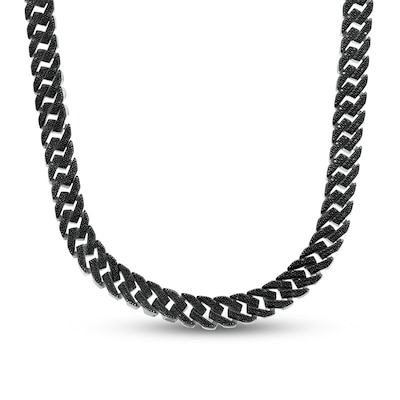 Previously Owned - Men's 0.75 CT. T.W. Black Diamond Cuban Curb Chain Necklace in Sterling Silver – 22"