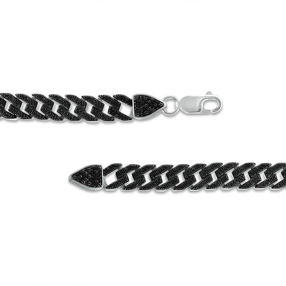 Previously Owned - Men's 0.75 CT. T.W. Black Diamond Cuban Curb Chain Necklace in Sterling Silver – 22"