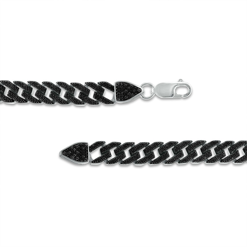 Previously Owned - Men's 0.75 CT. T.W. Black Diamond Cuban Curb Chain Necklace in Sterling Silver – 22"