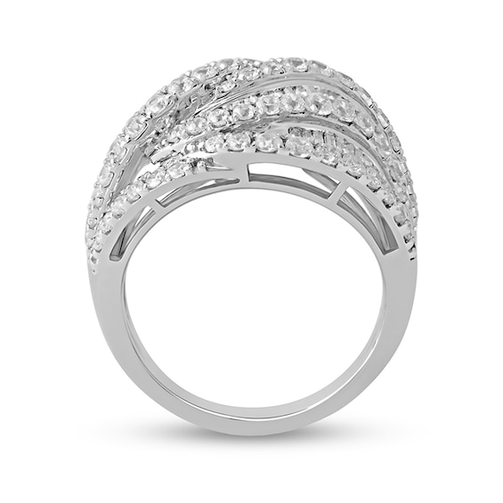 Previously Owned - 2.00 CT. T.W. Baguette and Round Diamond Multi-Row Ring in 10K White Gold