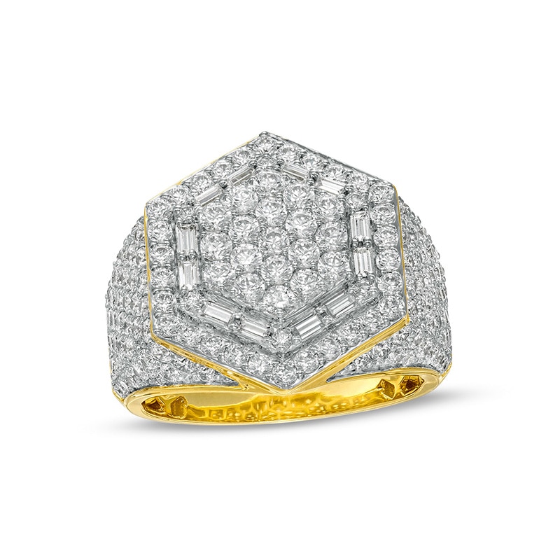 Previously Owned - Men's 3.80 CT. T.W. Diamond Multi-Row Geometric Ring in 10K Gold|Peoples Jewellers