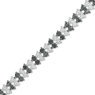 Previously Owned - 0.50 CT. T.W. Black Diamond Two Row Tennis Bracelet in Sterling Silver and Black Rhodium - 7.25"