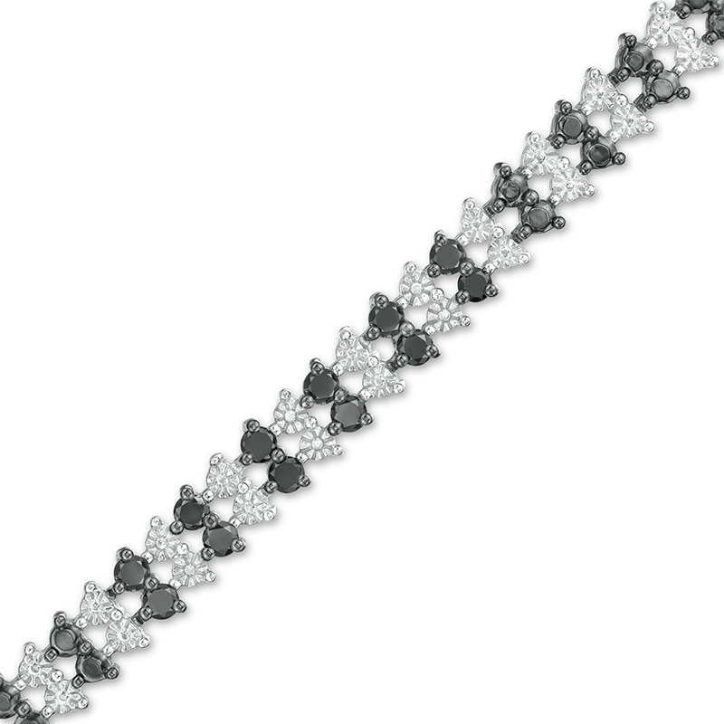 Previously Owned - 0.50 CT. T.W. Black Diamond Two Row Tennis Bracelet in Sterling Silver and Black Rhodium - 7.25"|Peoples Jewellers