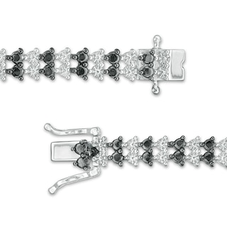 Previously Owned - 0.50 CT. T.W. Black Diamond Two Row Tennis Bracelet in Sterling Silver and Black Rhodium - 7.25"