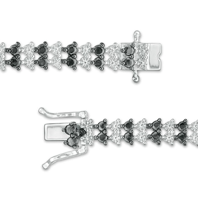 Previously Owned - 0.50 CT. T.W. Black Diamond Two Row Tennis Bracelet in Sterling Silver and Black Rhodium - 7.25"