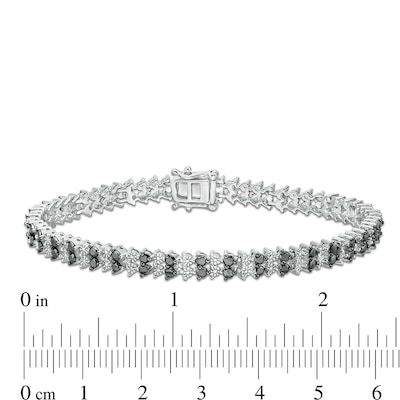 Previously Owned - 0.50 CT. T.W. Black Diamond Two Row Tennis Bracelet in Sterling Silver and Black Rhodium - 7.25"