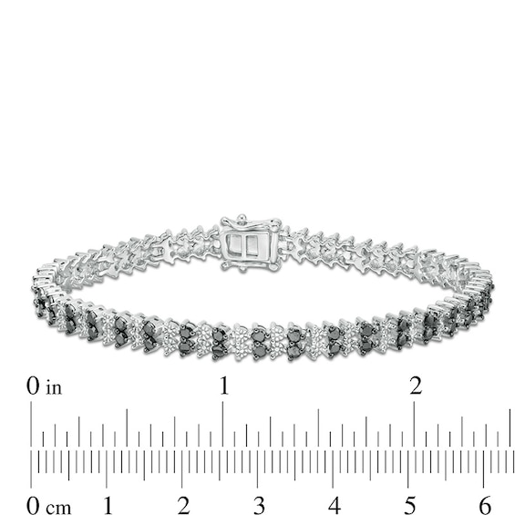 Previously Owned - 0.50 CT. T.W. Black Diamond Two Row Tennis Bracelet in Sterling Silver and Black Rhodium - 7.25"