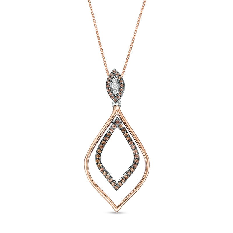 Previously Owned - 0.25 CT. T.W. Champagne and White Diamond Teardrop Pendant in Sterling Silver and 10K Rose Gold|Peoples Jewellers